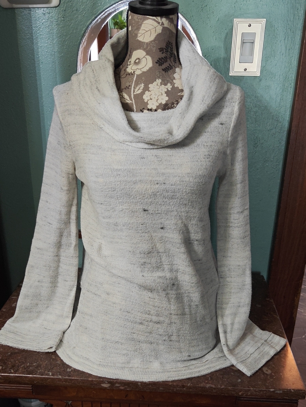 Maeve Soft Knit Cowl Neck Sweater - Light Heather Gray